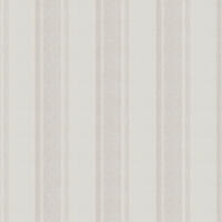 Grof geweven inbetween in wit met dikker ingeweven lengtestrepen in grijs.