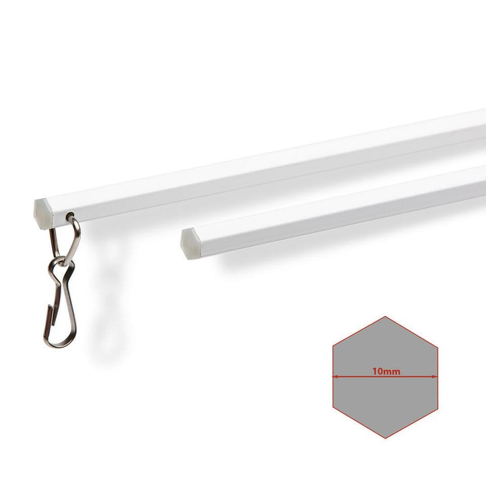 Luxe zeskantige aluminium trekstang in een lengte van 202 cm in de kleur wit