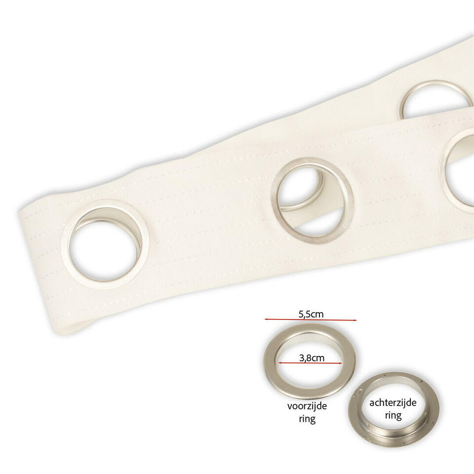 Kunststof zeilring in de kleur chroom voor gebruik in combinatie met het zeilring gordijnband